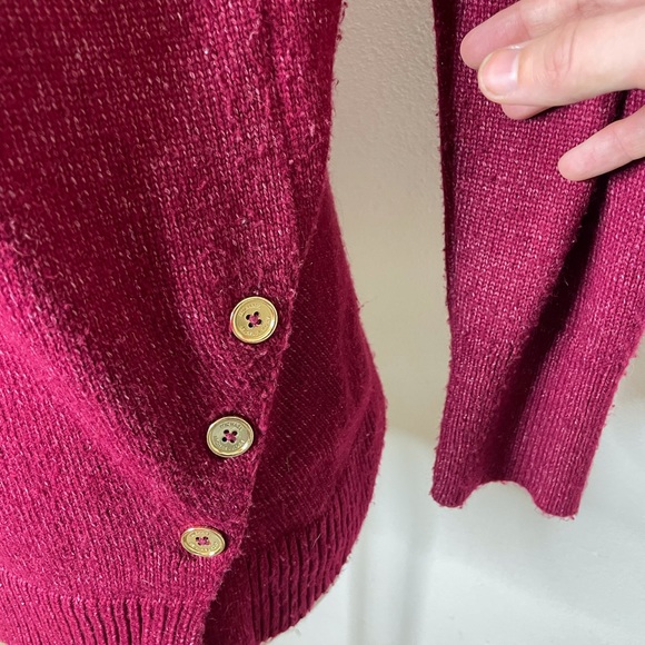 Michael Korse Pink Turtleneck Knit Sweater Size Large Women’s W Gold Buttons - Picture 4 of 10